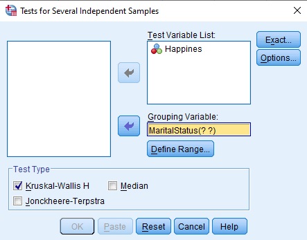 how to run kruskall wallis test in spss menu