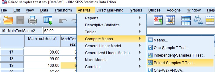 Paired Sample T Test in SPSS