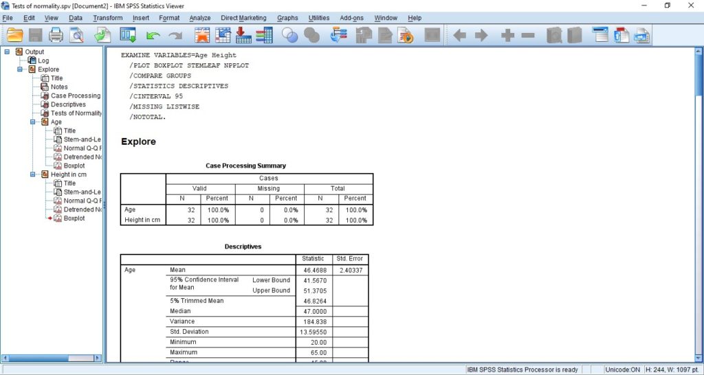 Tests of normality 5 SPSS Output for Normality Test